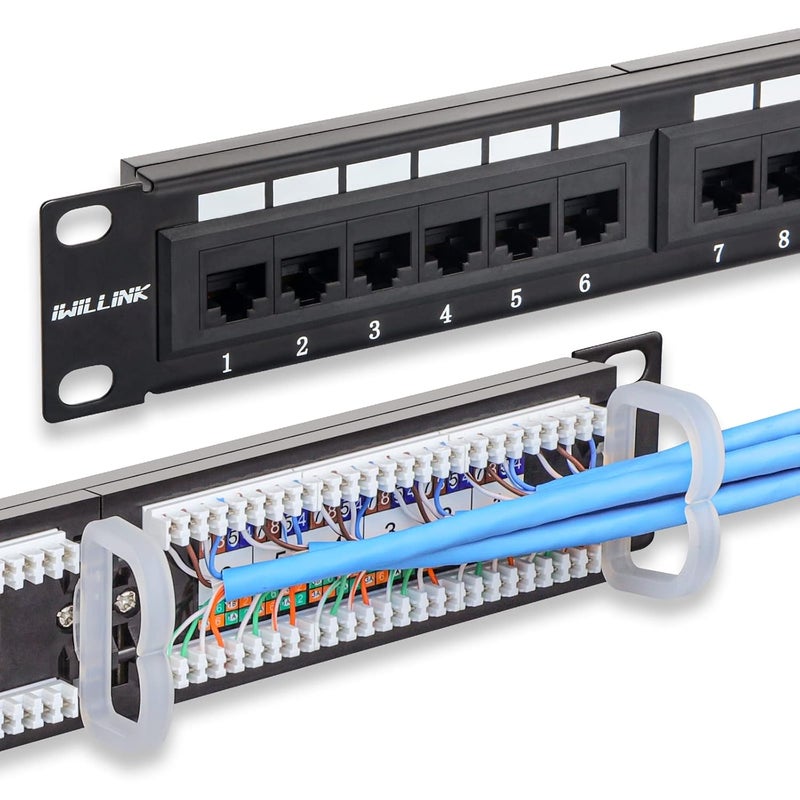 iwillink 24 Port Patch Panel, 10Gbps Cat6 Patch Panel, RJ45 Keystone Network Panel for Rackmount or Wall Mount, Ideal for Gigabit Ethernet Connections - Image 1